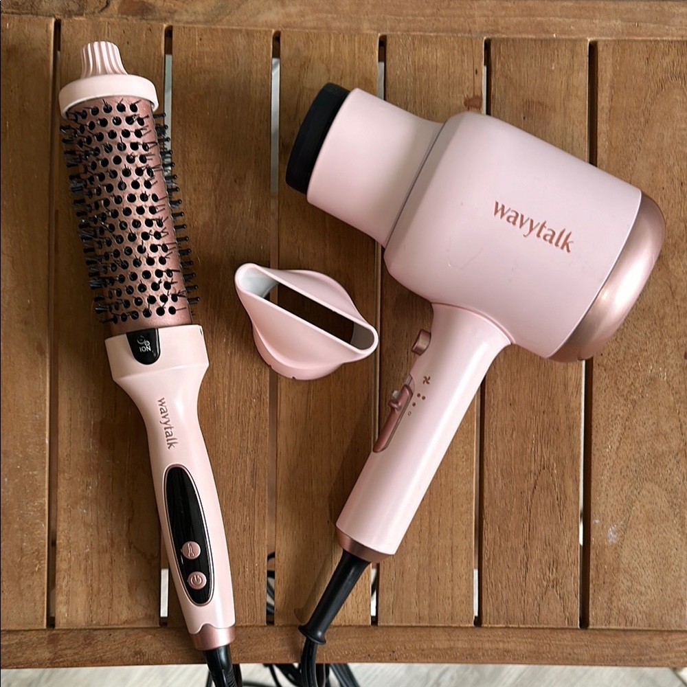 Pink Hair Dryer and Styling Brush Set